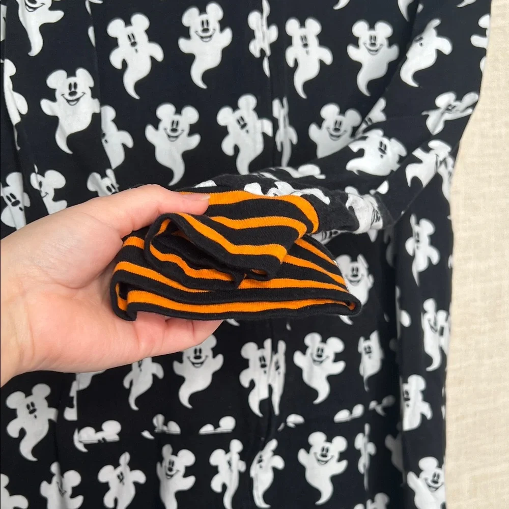 Disney Store Halloween Ghost Black White Mickey Adult One PJs Piece Jumpsuit - Picture 5 of 6